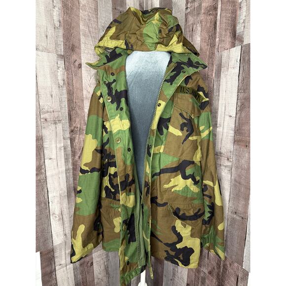 US ARMY Cold Weather Field Jacket Coat Woodland Camouflage Medium Long Y2K Gift - Picture 14 of 16